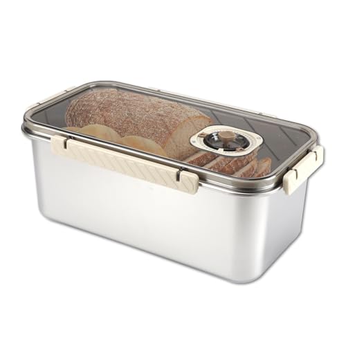 パン 保存ケース 金属製のパン箱 弁当箱 密閉容器 タイムレコーディングカバー付き ケーキパン スクエア ステンレ ス鋼製 家庭用キッチンパーティーホテルレストラン 冷蔵保管庫 33.5*18*13cm