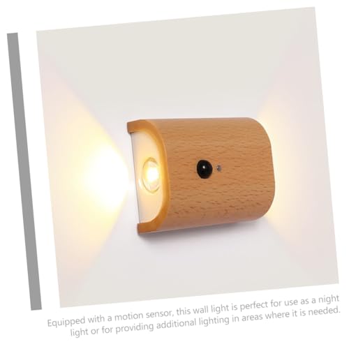 Lámpara de pared de madera LED recargable y sensor de movimiento 7