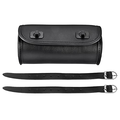 Wisboey Motorrad Tasche PU Leder Lenker Werkzeug Tasche Weichei Bar Roll Aufbewahrung Tasche Sattel Tasche mit 2 Riemen, Universal