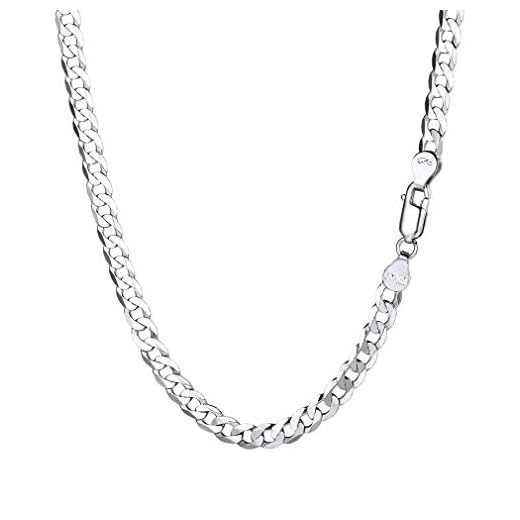 PROSTEEL Cadena Eslabon Cubano Plata 9.25 Cadena Fina Mujer Hombre 2.8mm Ancho 51 cm Largo