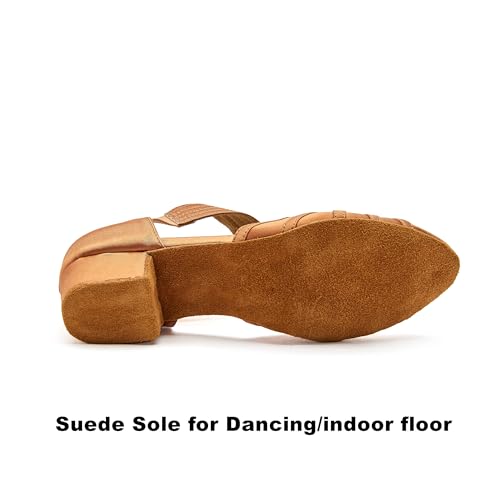 Image of Women Swing Latin Ballroom Salsa Dance Shoes (Closed Toe, Suede Sole) YT12