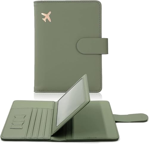 Green Passport Holder, Passport Holder Card Slots, Cute Passport Cover for Women Men, Waterproof RFID Blocking Travel Wallet