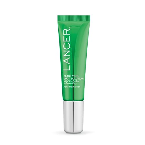 Lancer Skincare Clarifying Detox Mask, Green Clay Mask with 10% Sulfur for Oily, Congested, and Acne-Prone Skin, 0.5 Ounces