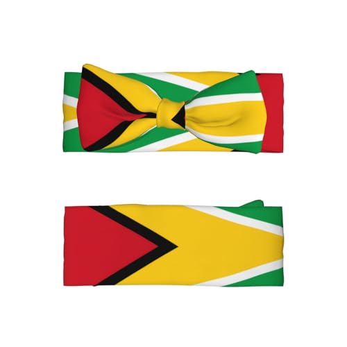 Flag of Guyana Pattern Baby Bow Headband - Delicate Hair Accessories for Newborns, Infants, Toddlers - Skin-friendly Hairband2