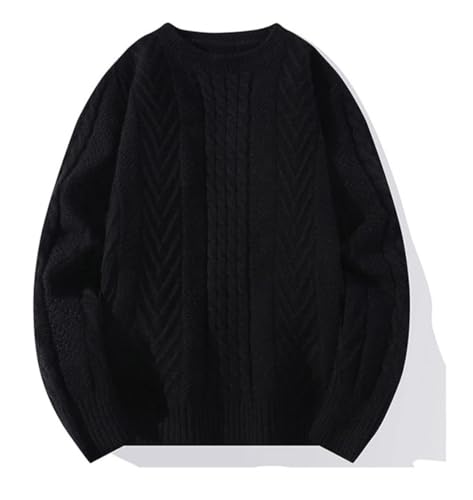 Mens Crewneck Pullover Sweater Knitted Soft Cable Puff Sleeve Knit Warm Sweaters3
