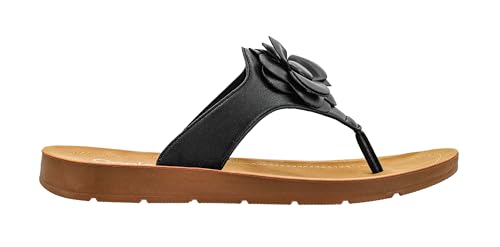 Corkys Footwear Women's Lightweight Comfortable Flip Flop Sandal - Open Toe, Floral Embellishment, Perfect for Summer Style