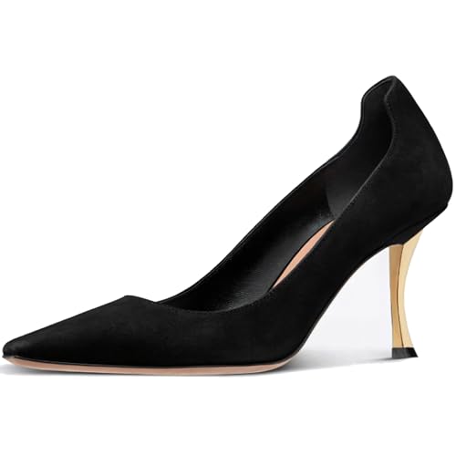 Black Metallic Stiletto Pumps