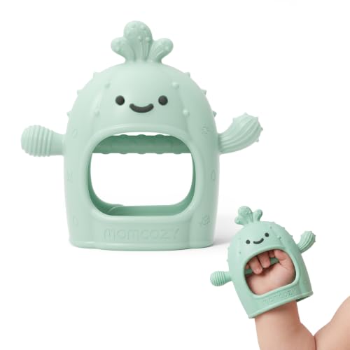 Image of Momcozy Baby Teething Toys, Food Grade Silicone Baby Teether,Teething Mitten for Babies 0-6 Months,Teethers for Babies 6-12 Months,Anti Drop Wrist Teether with Multiple Chew Points, Mint Green