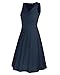KILIG Women's Casual V Neck Solid Sundresses Aline Sleeveless Summer Midi Dress with Pocket (B3-Navy, Medium)