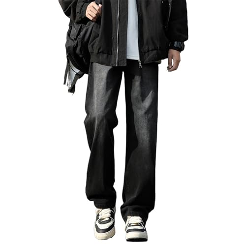 Men's Street Trend Hip Hop Style Straight Casual Loose Wide Leg Denim Trousers