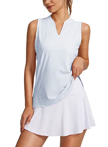 Obla Women's Sleeveless Golf Shirt V-Neck Lightweight Quick Dry Tennis Tank Tops Polo Shirts For Women(Light Blue_Xxl) #TOP4