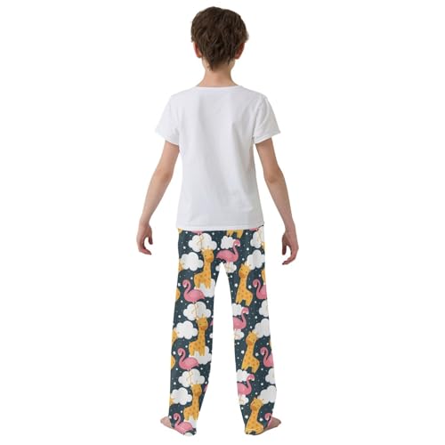 Giraffe Flamingo Star Boys Long Pants Soft Trousers Elastic Waist Kids Lounge Bottoms with Pockets S-XL3