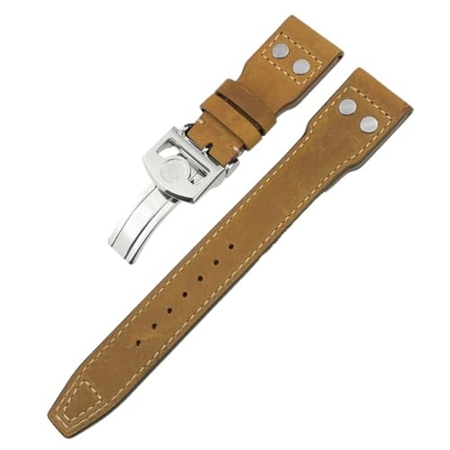 Bracelet de montre de 22mm 21mm 20mm en cuir véritable de veau noir marron avec rivets