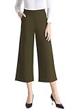 Picture of Tsful Wide Leg Pants for Women Trousers High Waisted Dress Pants Business Casual Summer Capris Stretch Pull On Work Slacks Army Green