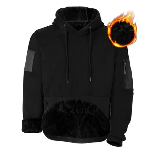 Men's Fleece Pullover Hoodie Warm Thick Fleece Lined Winter Hooded Sweatshirt for Men with Kangaroo Pocket
