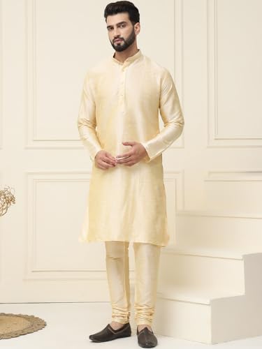 Image of SOJANYA Men's Dupion Silk Solid (Since 1958 Kurta Set & Churidaar Pyjama