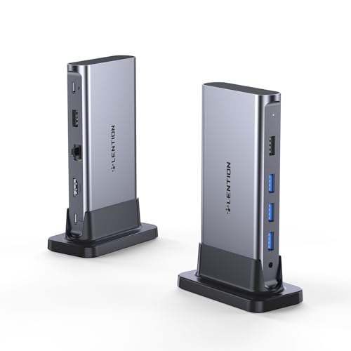 LENTION USB C Docking with 4K@60Hz HDMI, USB 3.0/2.0, Gigabit Ethernet, 100W PD, Aux Adapter for 2025-2016 MacBook Pro/2025-2018 Mac Air/Surface/Steam Deck, More, Stable Driver Certified (Sp