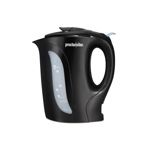Proctor Silex K2071PS Electric Tea Kettle, Water Boiler & Heater Auto-Shutoff & Boil-Dry Protection, 1000 Watts, 1 Liter, Black