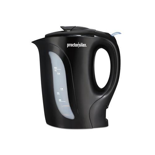 Proctor Silex Electric Tea Kettle, Water Boiler & Heater Auto-Shutoff & Boil-Dry Protection, 1000 Watts for Fast Boiling, 1 Liter, Black (K2071PS)