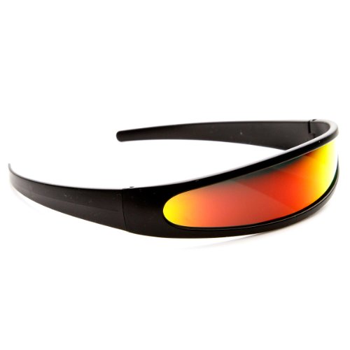 zeroUV - Futuristic Narrow Cyclops Color Mirrored Lens Visor Sunglasses4