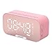 LiuliuBull Digital Wecker FM Radio Wireless Bluetooth5.0 Spiegel-LED-Uhr mit Lautsprecher (Color : Rosa)