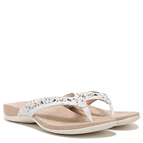 Vionic Women's Rest Lucia Flip-Flop - Supportive Rhinestone Toe-Post Sandals That Include Three-Zone Comfort With Orthotic Insole Arch Support, White Leopard Red Snake 12 Medium #TOP1