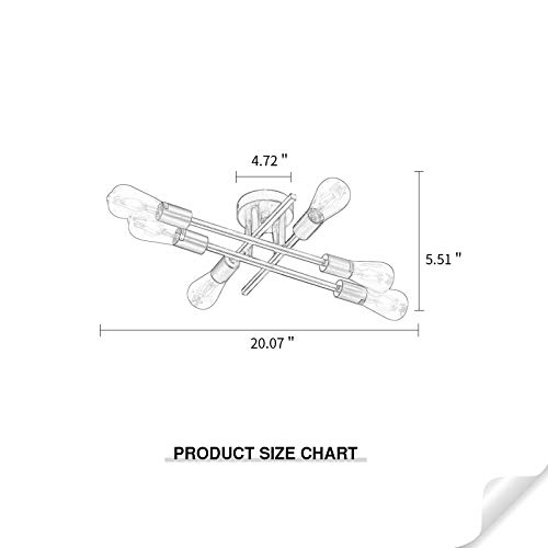 Zglaojt 6-Lights Semi Flush Mount Ceiling Light Fixture，Black Industrial Chandelier，Farmhouse Lighting For Dining Room Living Room Kitchen Bedroom #TOP1