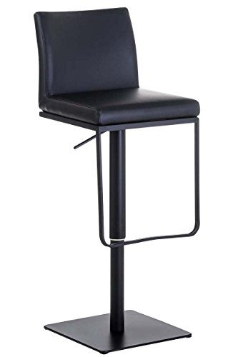 CLP Tabouret de Bar Panama Reglable en Hauteur I Chaise Haute de Bar avec Dossier et Repose-Pied I Chaise Haute Confortable et Ergonomique I Cou, Couleur:Noir, Couleur...