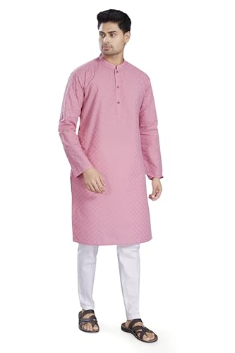 Image of DIVISIVE Men's Thread Embroidered Cotton Only Slim Fit Kurta