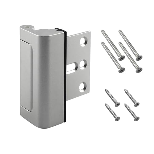 U 10827 Door Reinforcement Lock, 3" Stop, Aluminum Construction, Add Extra High Security to Your Home and Prevent Unauthorized Entry, Silver