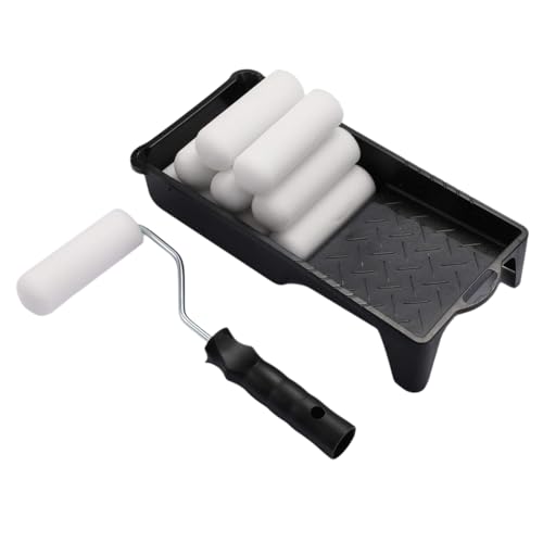 Bosiyrggrl Rodillo de Pintura de Espuma de 4 Pulgadas, de Rodillo con Mini Cubierta de Rodillo de Pintura de Repuesto con Extremos Cubiertos de Espuma (12 Piezas)