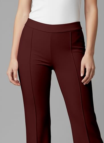 Image of Mehrang Cotton Blend Bootcut Parallel Trouser Pants for Women Regular Fit, Bellbottom Straight Pants for Womens