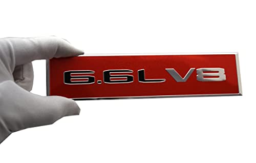 Image of SSDD 2pcs 6.6L V8 Emblems Metal 6.6 Liter V8 Flat Badge 3D Decal Replacement CH-6.6L V8 CH-6.6L V8