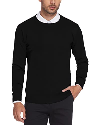 Balancora Jersey básico de Cuello Redondo para Hombre (Tallas S-3XL), Negro, XXL Cover