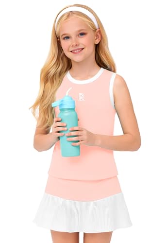 Image of Remimi Girls Tennis Dress Cute Outfit Sleeveless Workout Tank Top and Sport Skirt Set 4-12 Years
