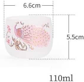 Tea Cup Frosted Glass Teacup Host Chinese Style Peacock Set Soaking Container