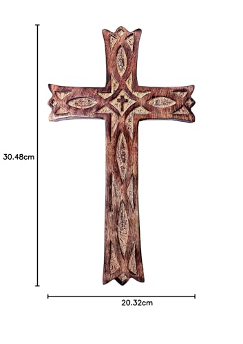 Cruz de pared de madera pequeña de 12 x 8 pulgadas para decoración religiosa 5