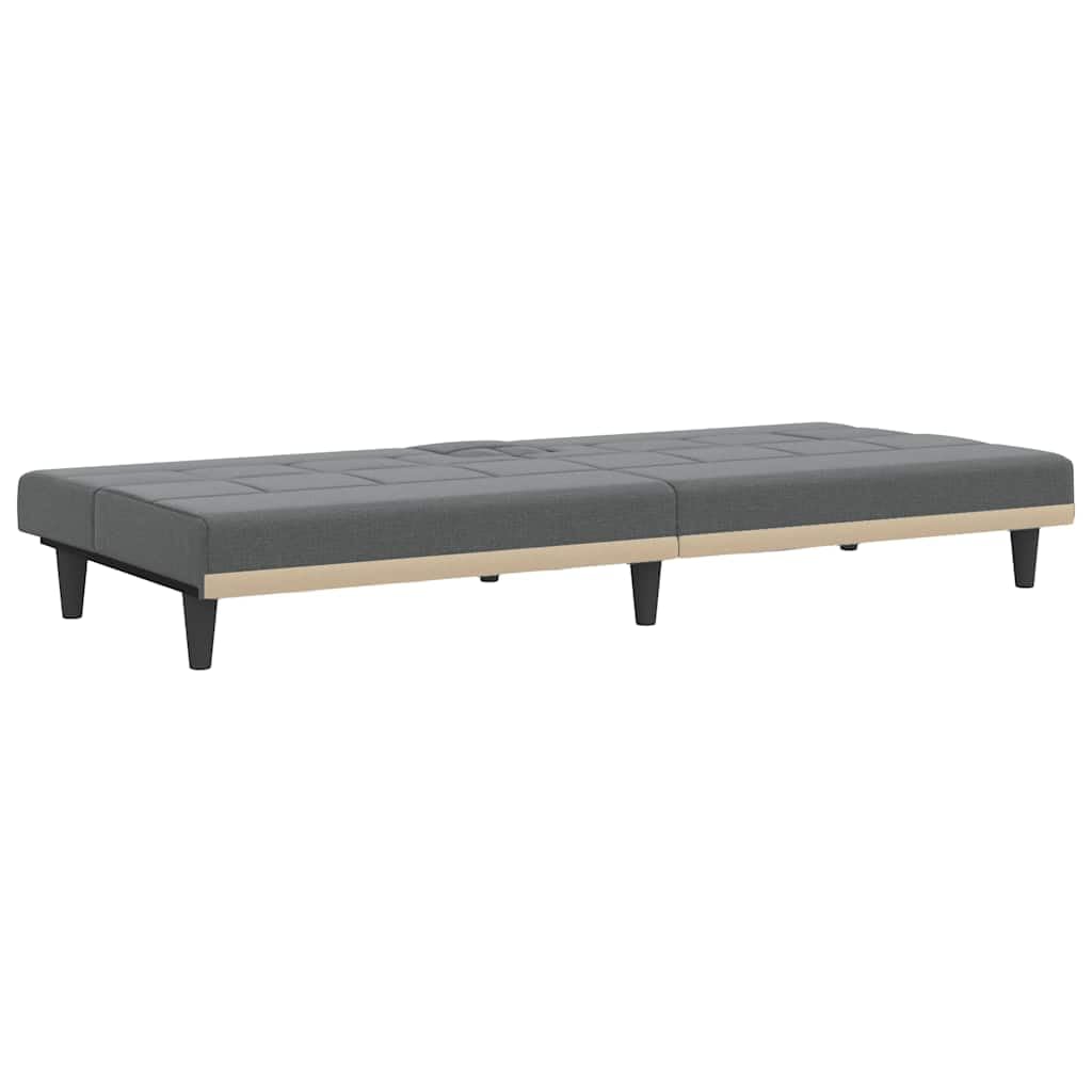 Canapé-lit Convertible Gris foncé en Tissu 200x89x70 cm avec Porte-gobelets, Dossier réglable 3 Positions, USB intégré, Cadre Robuste, idéal Salon séjour Chambre Bureau