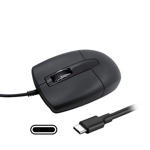 Image of LOONASA USB C Wired Mouse, Type C Optical Mouse, Portable Silent Comfortable, for Laptop, Mac, MacBook, Android, PC, Black
