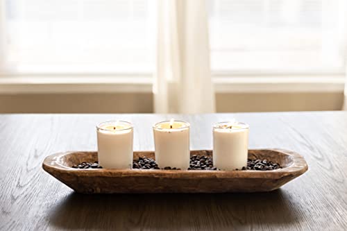 Red Barn Candle Company - 20" Rustic Wooden Dough Bowl - Wood Bowl Decor - Bateas Bread Tray - Home Decoration Centerpiece - Handmade & Imported From Mexico - Medium (Natural Brown) #TOP3