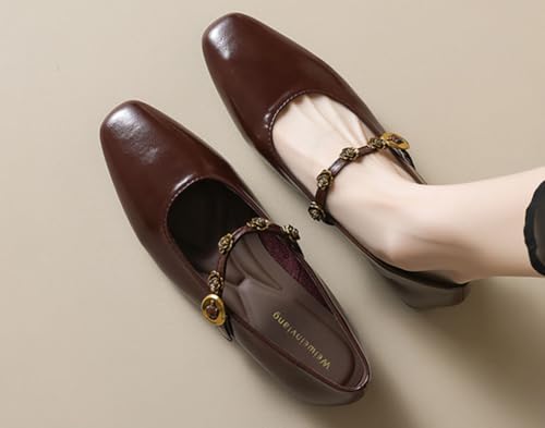 Women's Mary Jane Flats Closed Square Toe Retro Ballet Soft Sole Single-Strap Casual Slip On Dress Shoes with Buckle for Women's Daily Wear3
