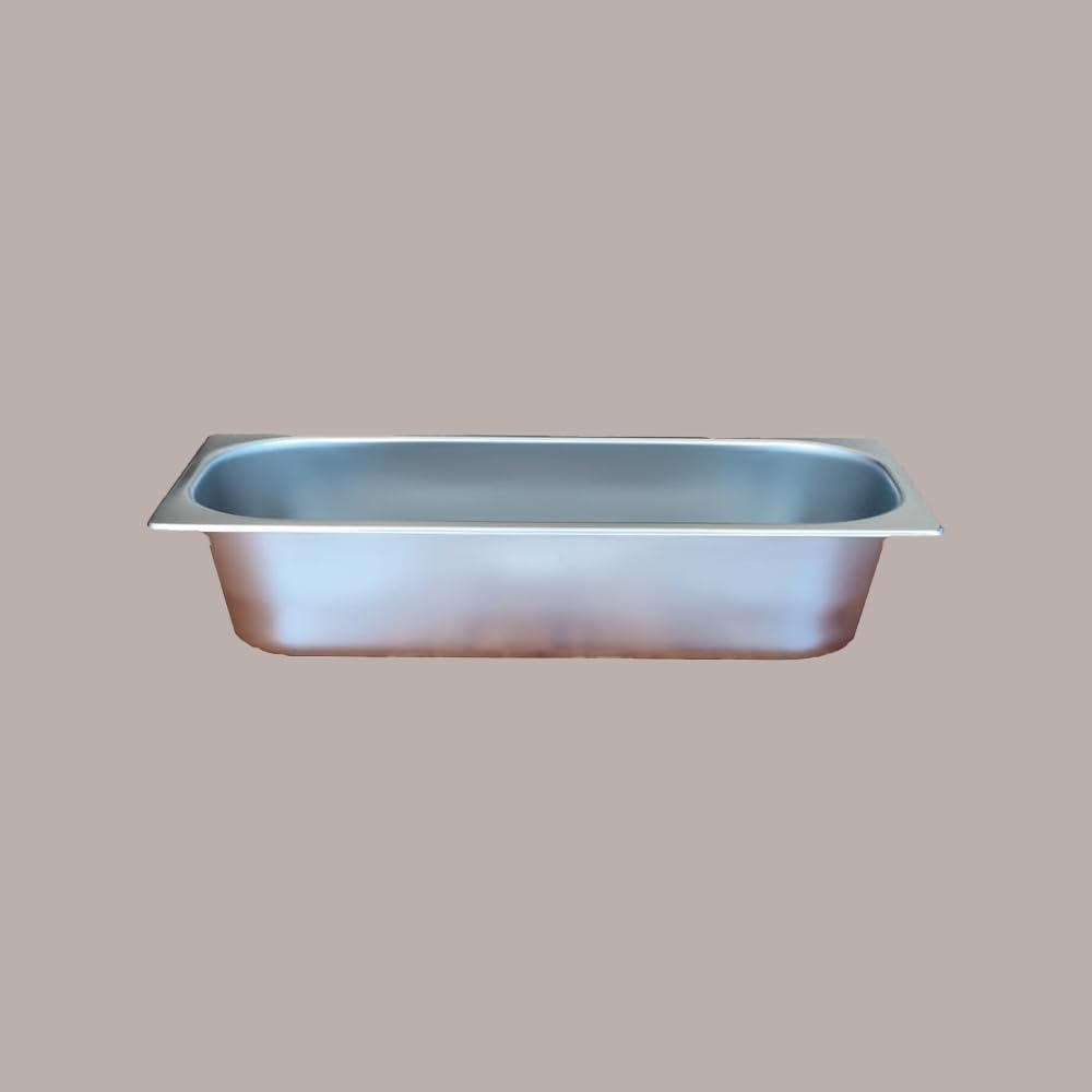 Lucgel Vaschetta Bacinella Classica in Acciaio Inox 360x165H80mm Ideale per Vetrina Gelato - 1 pezzo -