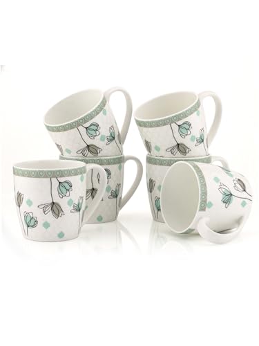 Image of Clay Craft Fine Ceramic Printed Coffee /Tea Cups Set of 6-200 ml Each - Alton 378, Tea Cup Set of 6, Microwave & Dishwasher Safe, Mugs for Coffee, Cups Set of 6, Mug Set, Gift Set, Ideal for Gifting