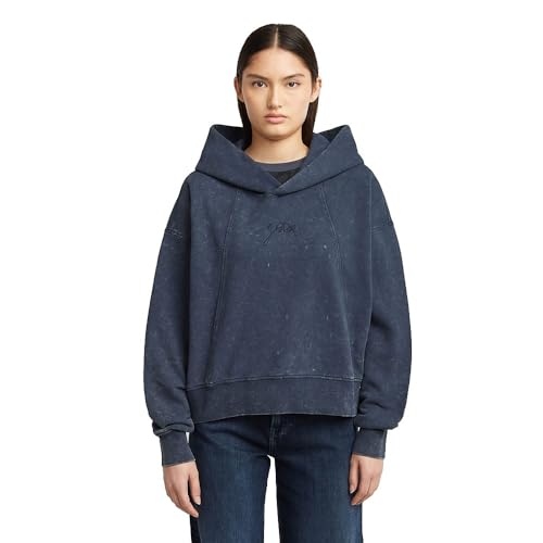 Sweat-Shirt à Capuche Femme G-Star Washed A Line Script en Coton Modèle HDD SW WMN