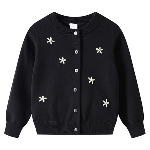 Girls Knit Cardigans Button Down Long Sleeve Sweater Outerwear Comfortable Soft Embroidery Cardigan