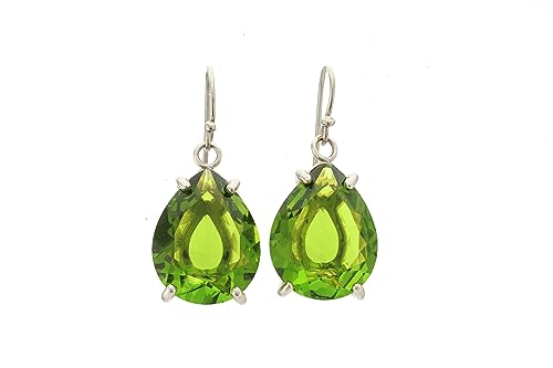 Boucles d'oreilles argent 925 péridot poire : confort mariée sans allergie
