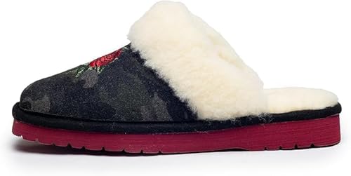 Image of ARIAT Women's Jackie Square Toe Warm Soft Genuine Suede Leather Indoor Outdoor Slippers with Plush Collar