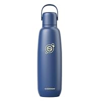 sodastream Fizz & Go Edelstahl-Sprudlerflasche 0,9 l, doppelwandig isolierte Thermosflasche, hält warm & kalt, für kohlensäurehaltige Getränke, kompatibel mit DUO, TERRA, ART, ENSO & mehr, Storm Blau