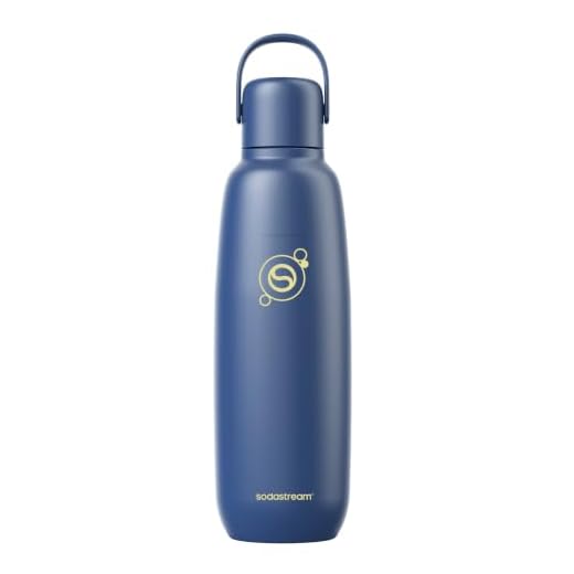 sodastream Fizz & Go Edelstahl, 0,9 L doppelwandige, isolierte Sprudlerflaschen, hält Getränke bis zu 12 Stunden heiß oder kalt, kompatibel mit Wassersprudler, Sprudelwasserflasche, Farbe: Storm Blue