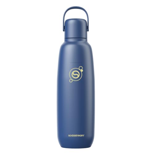 SodaStream Fizz & Go Cool Stainless Steel Carbonated Water Bottle 0.9L Insulated Metal Bottle for Sparkling Water Compatible with TERRA ART ENSO & More in Storm Blue